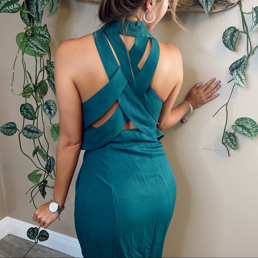 VINTAGE Knapp Studio Green Strappy Dress - Picture 4 of 10